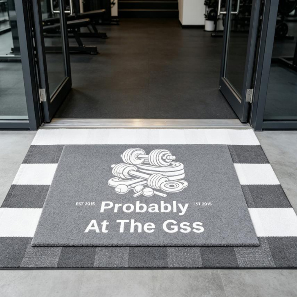 Alfombra de gimnasio con logo  - Commercial Printing Logo reseña y precio